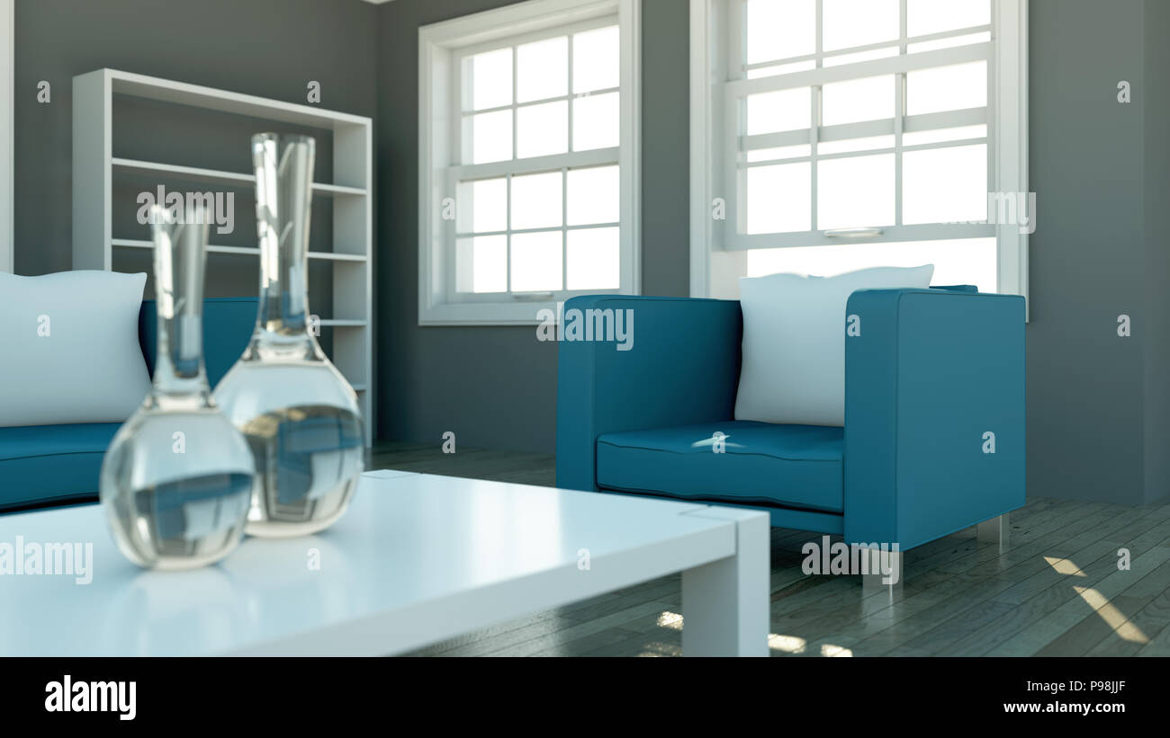 Modern bright living room interior design with sofas Stock Photo - Alamy