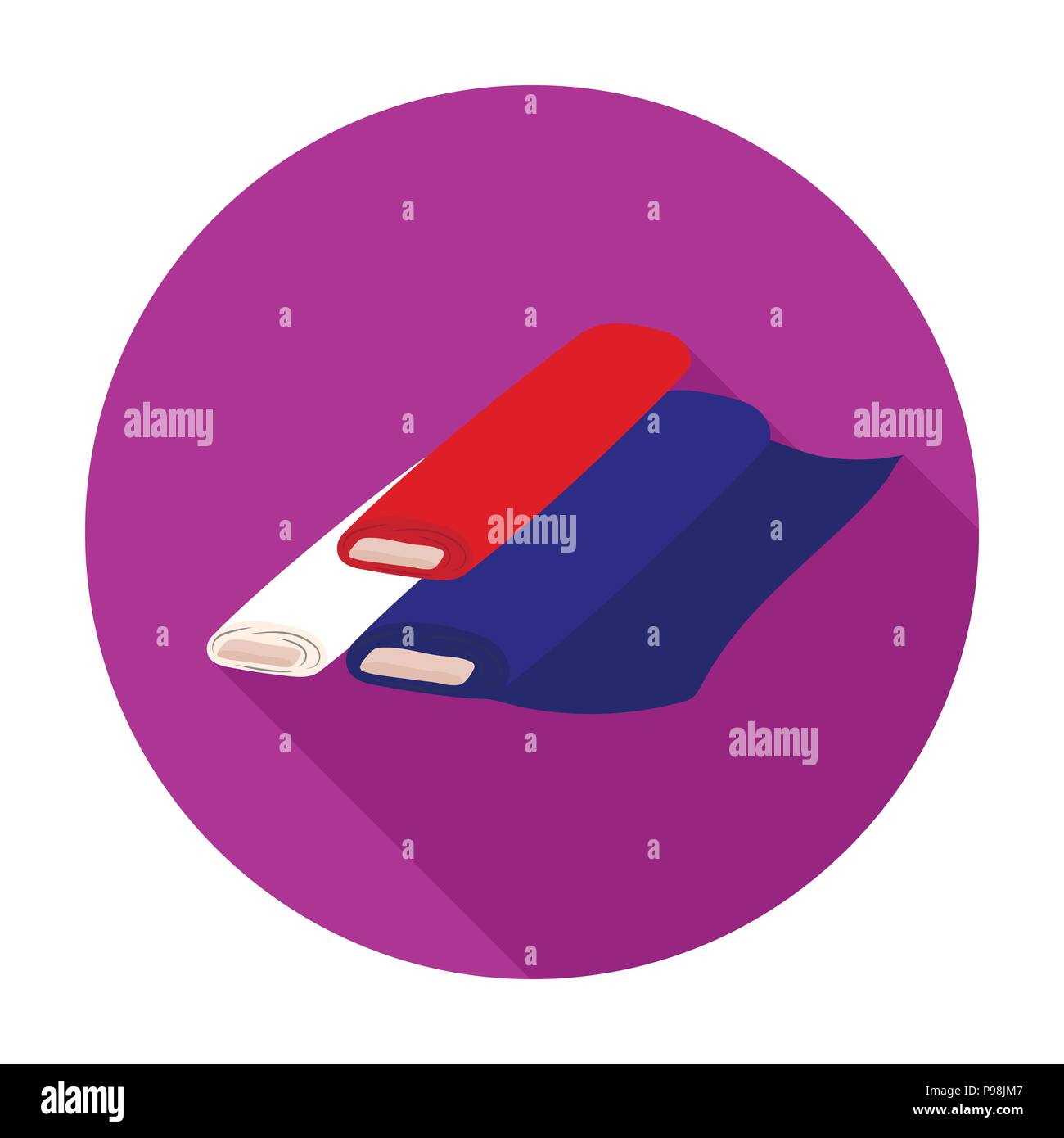 Rolls of cloth icon in flat design isolated on white background. France