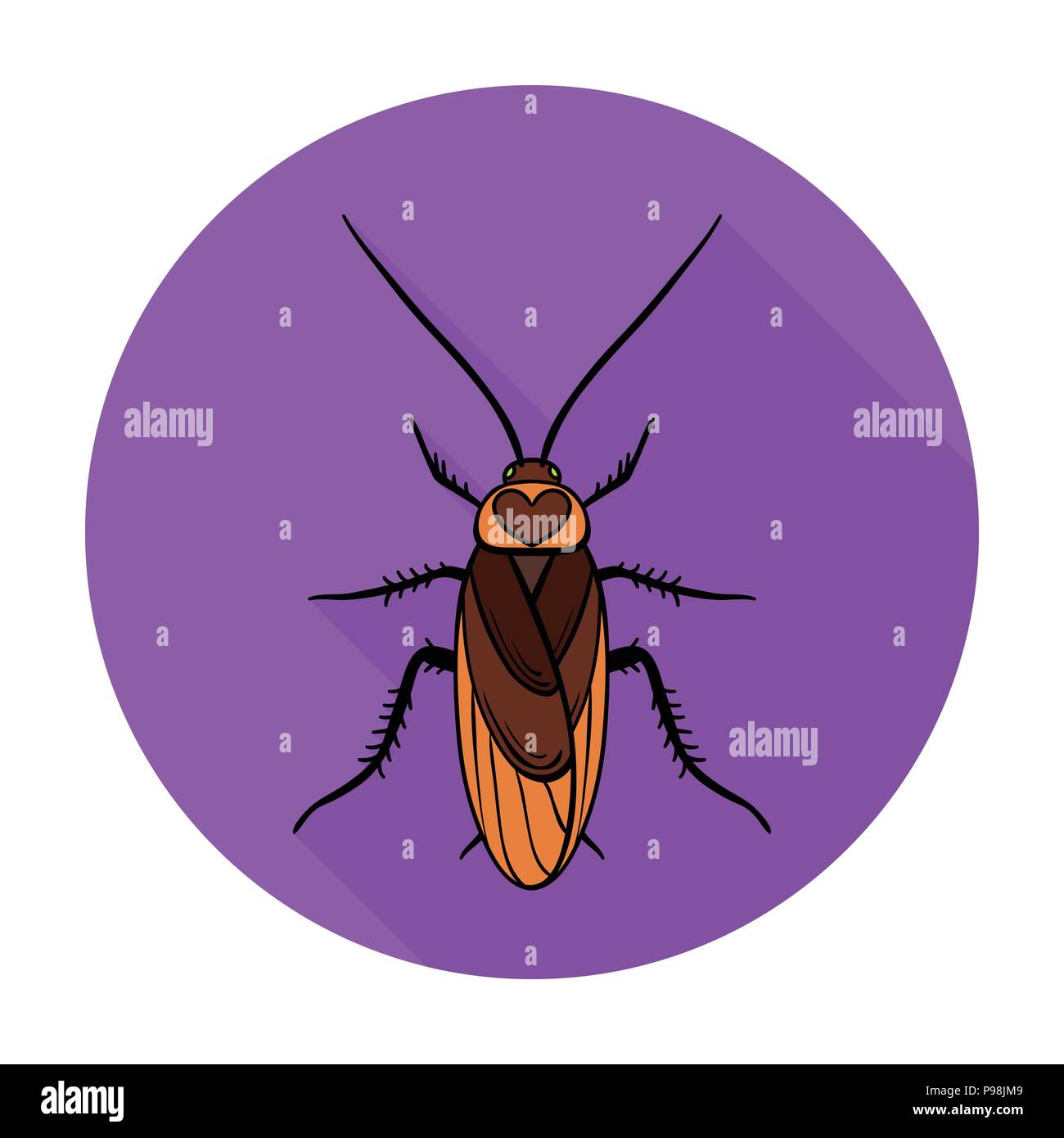 Cockroach icon in flat design isolated on white background. Insects