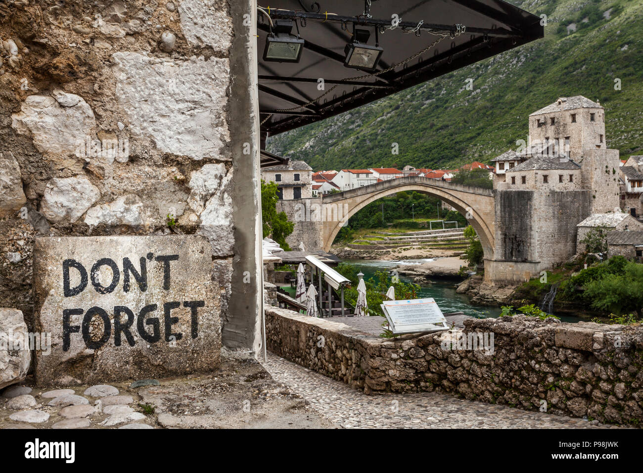 Bridge over the Neretva river Mostar Stari Most Bosnia & Herzegovina Stock Photo