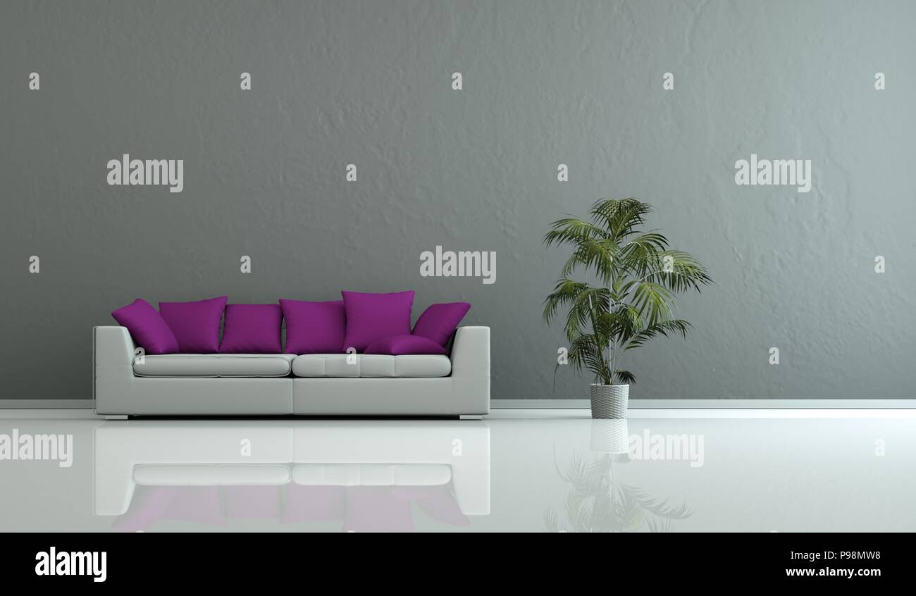 Interior design modern bright room with white sofa Stock Photo Alamy