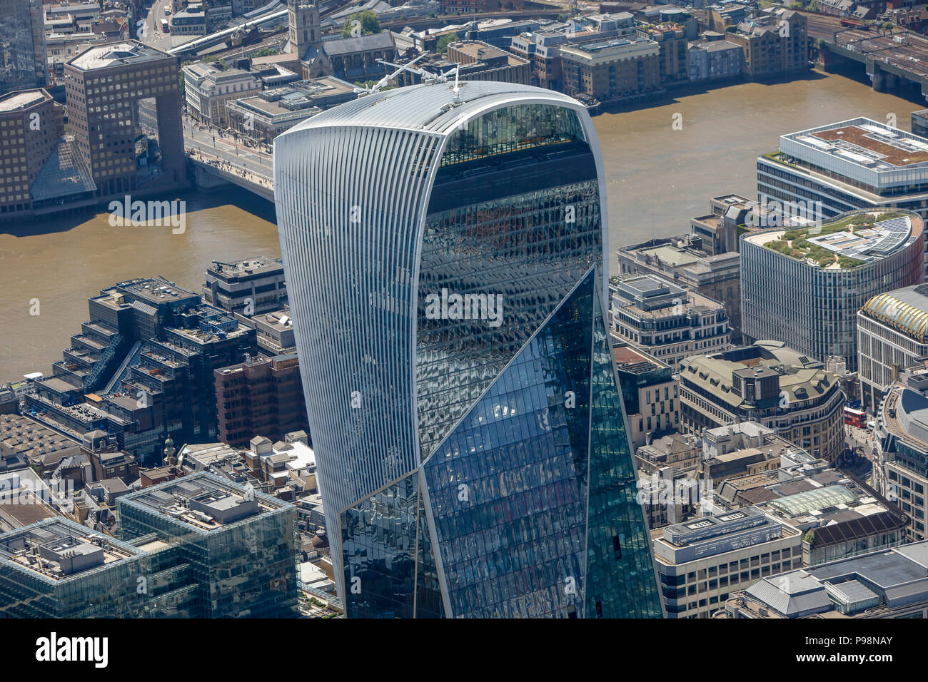 Aerial Photograph of the top of The Walkie Talkie Stock Photo