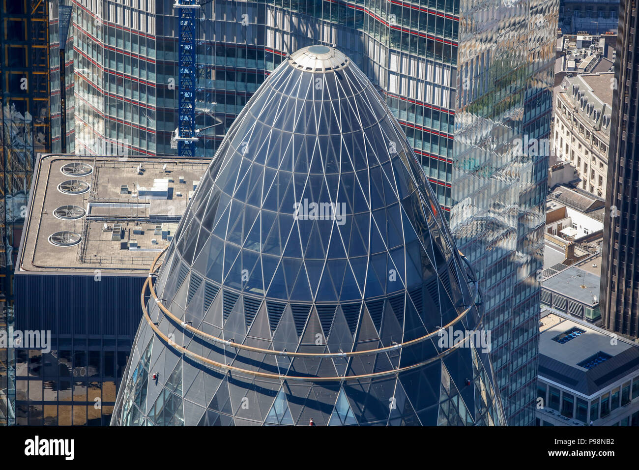 Aerial photo of the top of the Gherkin Stock Photo