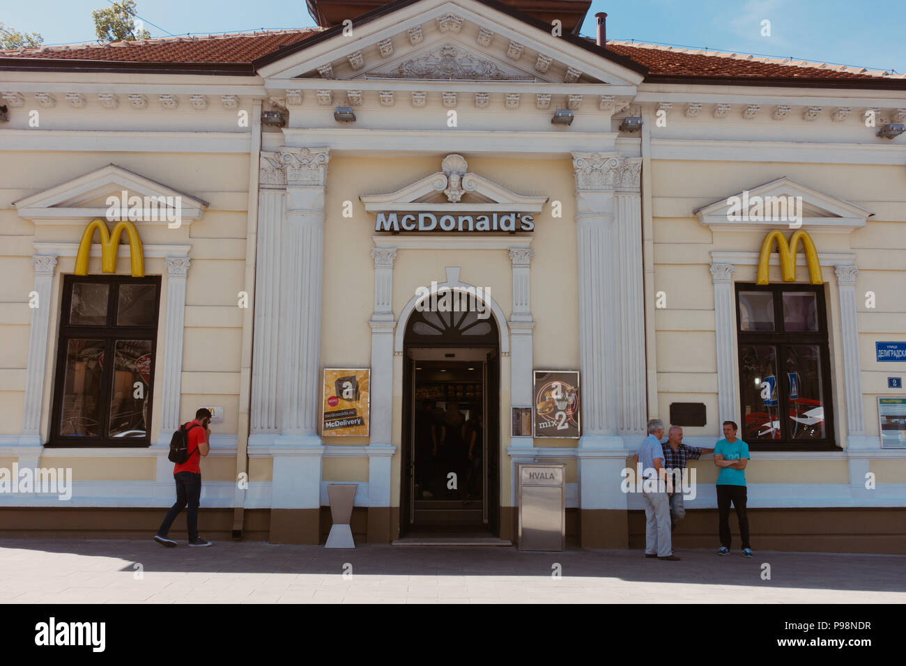 McDonald's fast food restaurant in Belgrade, Serbia. This was the first McDonald's to open in a communist country, in 1988, then Yugoslavia Stock Photo