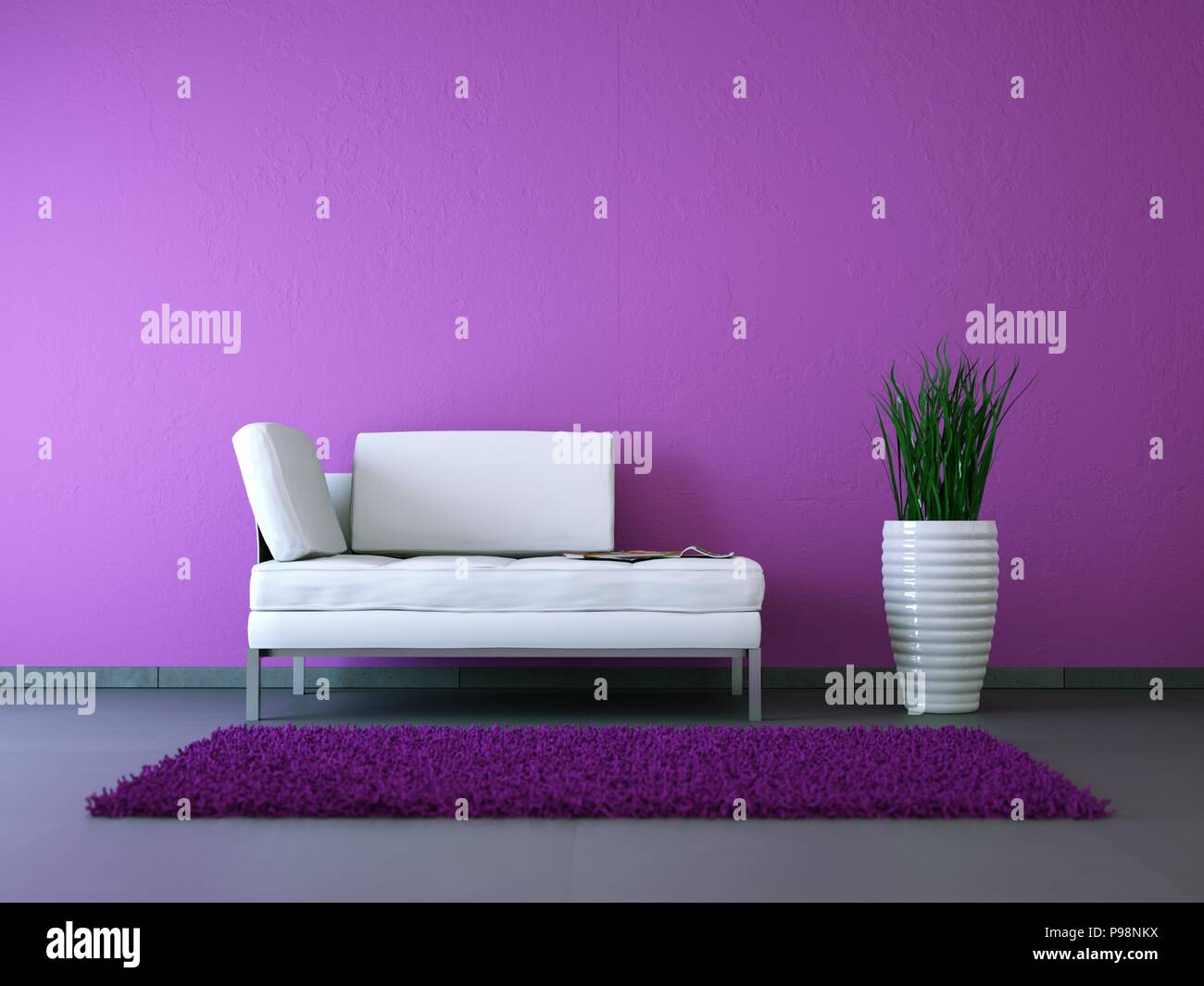 Interior design modern bright room with white sofa Stock Photo