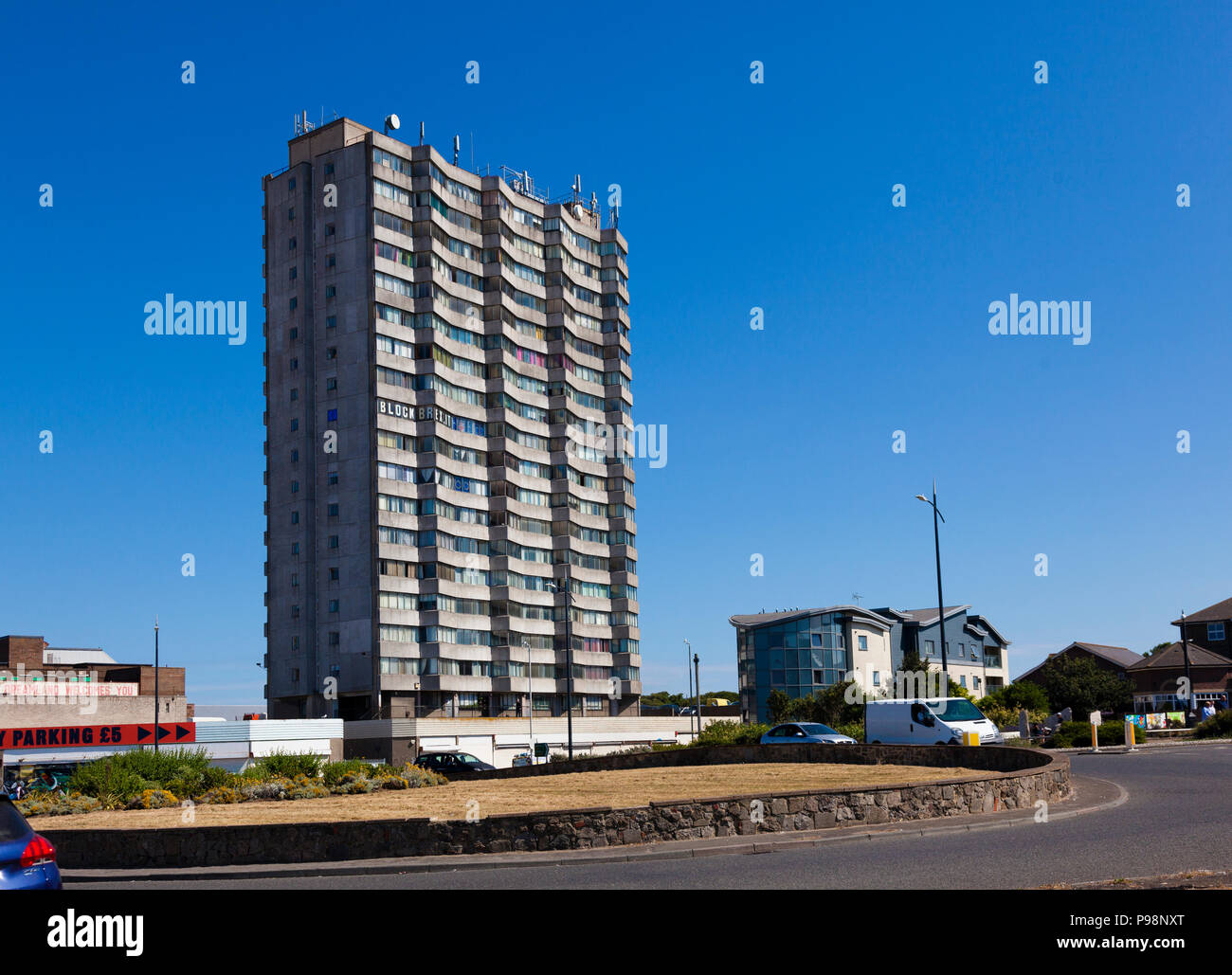 Arlington House, Marine Terrace, Margate, Kent, UK.  This 18 storey tower block was built in 1965 originally providing 142 luxury flats. Stock Photo