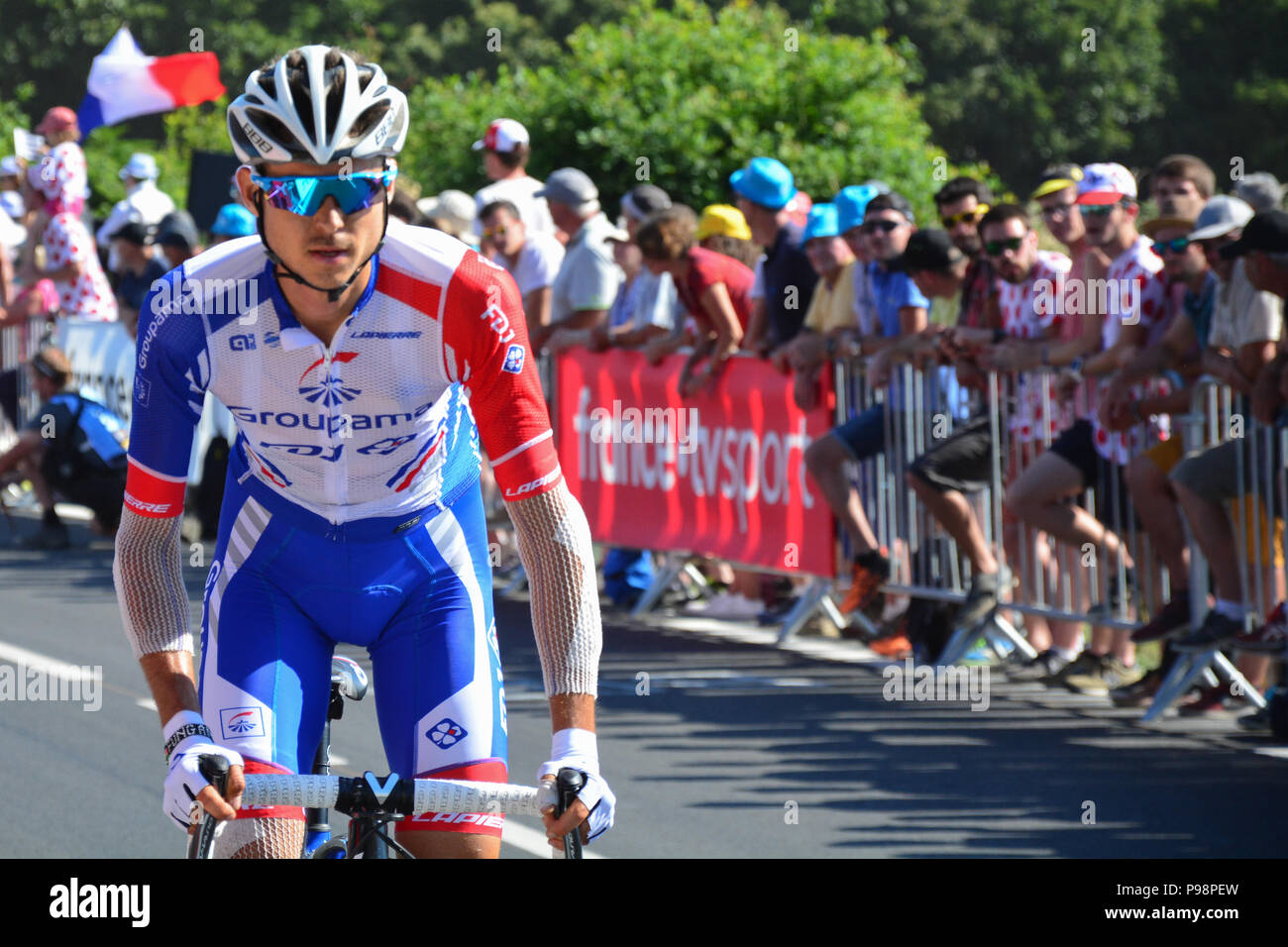 Tour De France 2018 Stage 6 Brest To Mur De Bretagne Inside The Last Kilometre Of The 181km Course Which Has An Average Gradient Of 6 9 Stock Photo Alamy