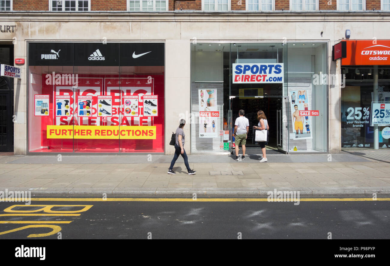 Big Brand Sale at Sports Direct Kensington High Street, London, UK Stock Photo