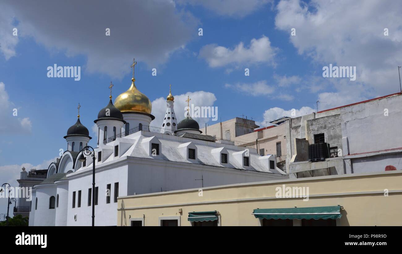 Russian Orthodox Church in Havana, Cuba, top, blue sky, cloudy, summer ...