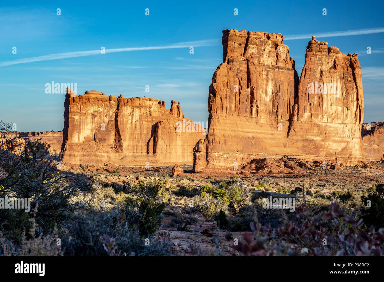 Tower of Babel (L) and Courthouse Towers, Arches National Park, Moab