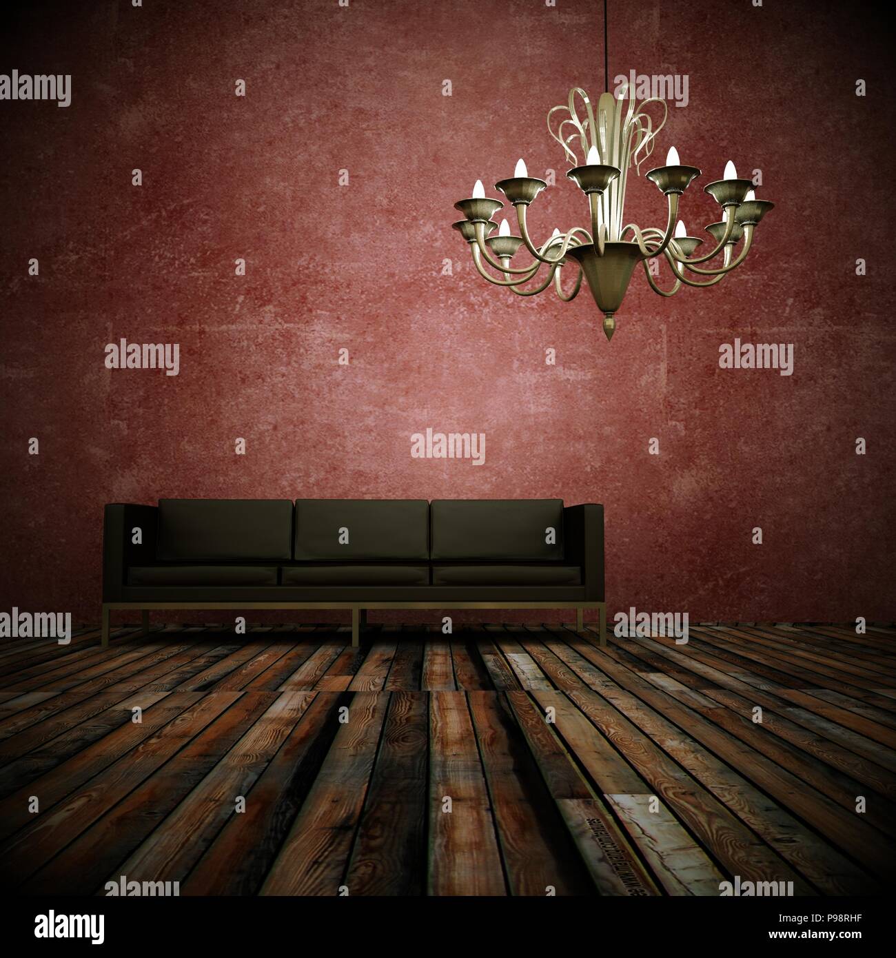 Interior design modern bright room with black sofa Stock Photo - Alamy