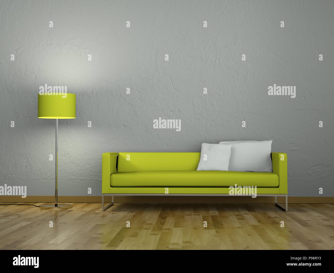 Interior design modern bright room with black sofa Stock Photo - Alamy