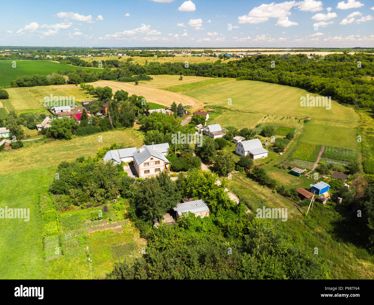 Village scene from the air hi-res stock photography and images - Alamy