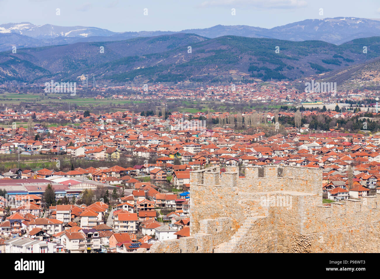 Ohrid, Republic of Macedonia : Samuel's Fortress and overview of the Unesco listed old town of Ohrid. Built on the site of an earlier 4th century BC f Stock Photo
