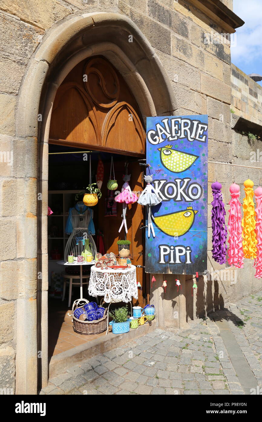 Galerie Koko Pipi, under Charles Bridge, Na Kampě, Kampa Island, Malá Strana (Little Quarter), Prague, Czechia (Czech Republic), Europe Stock Photo