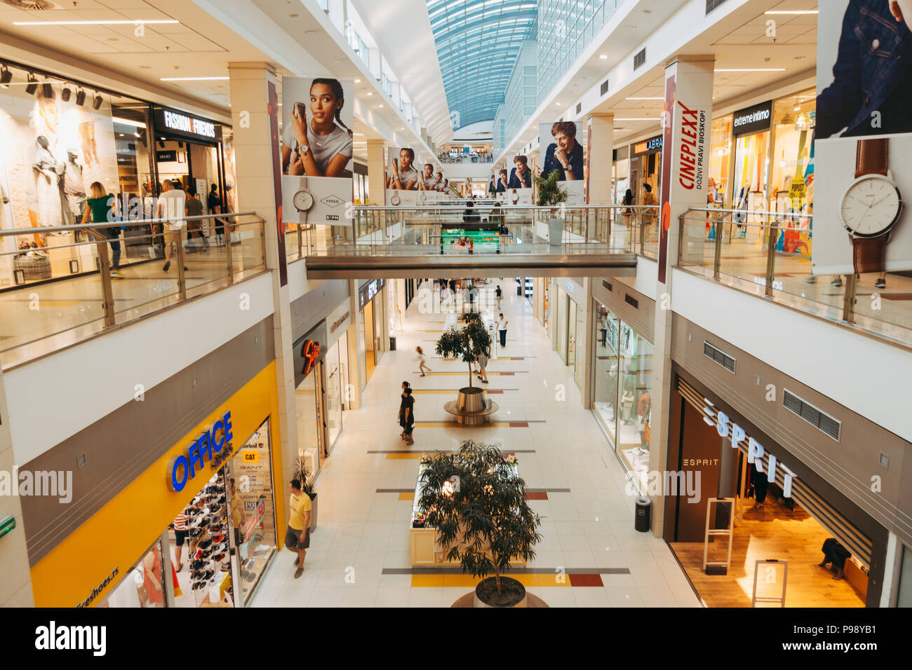 The interior of Delta City shopping mall in Belgrade, Serbia Stock Photo