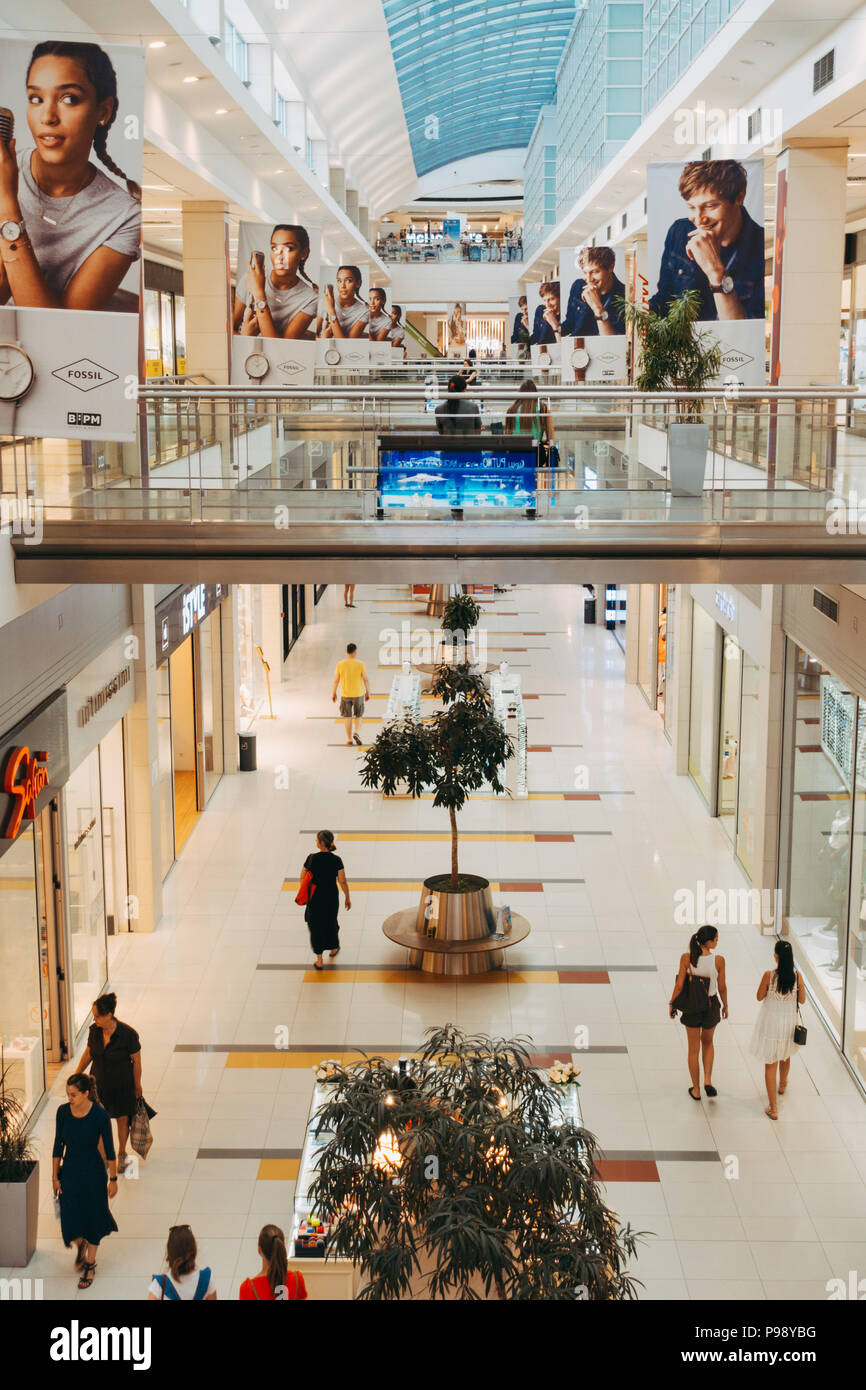 The interior of Delta City shopping mall in Belgrade, Serbia Stock Photo