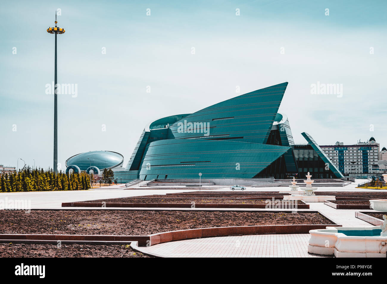 Astana, Kazakhstan - July 2018: located in the administrative center, unique in its architectural design, the biggest concert of the capital structure Stock Photo