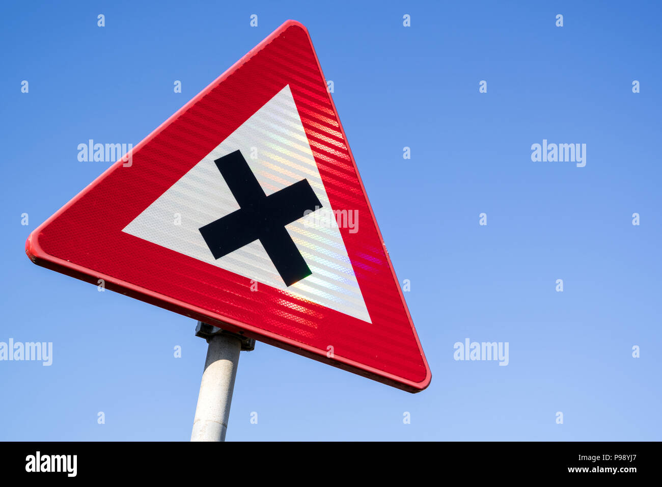 Dutch road sign: dangerous crossing Stock Photo