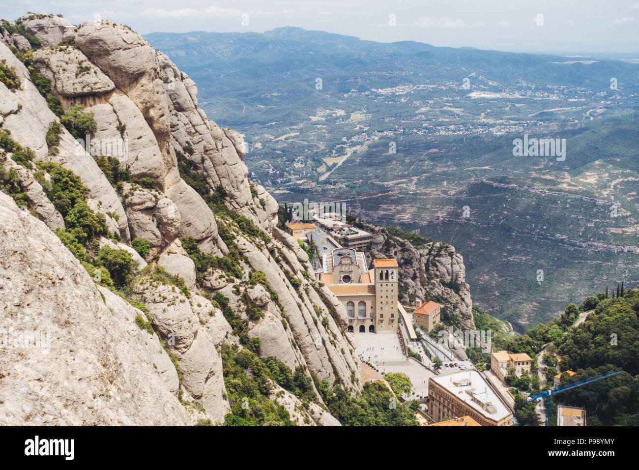 The mountains above the Santa Maria de Montserrat Abbey monastery, near Barcelona, Catalonia Stock Photo