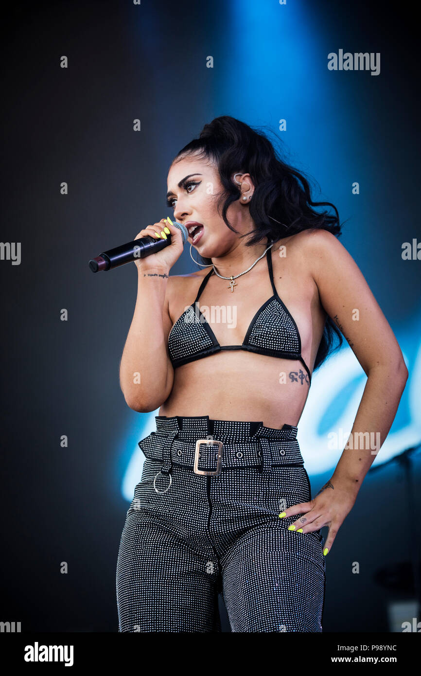 Denmark, Roskilde - July 7, 2018. The Colombian-American singer and  songwriter Kali Uchis performs a live concert during the Danish music  festival Roskilde Festival 2018. (Photo credit: Gonzales Photo - Christian  Hjorth Stock Photo - Alamy