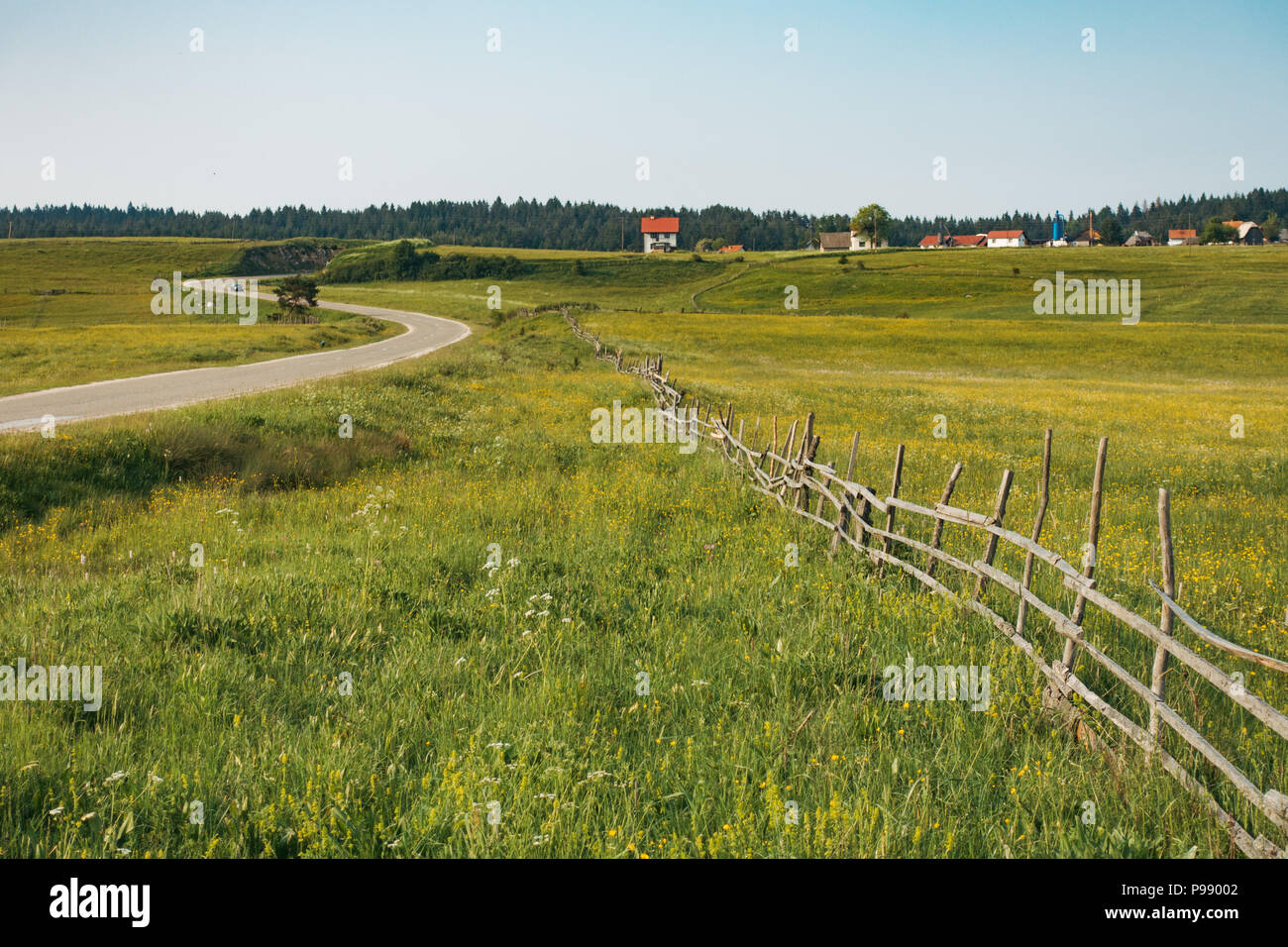 The beautiful countryside in Bosnia and Herzegovina on a sunny summer afternoon Stock Photo