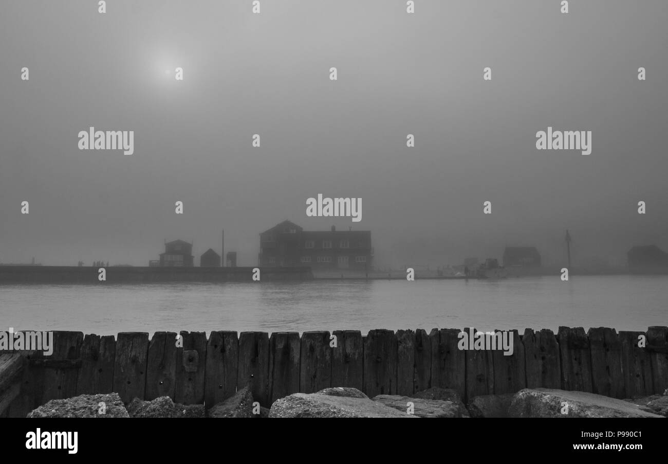 Southwold Harbour in Fog Stock Photo