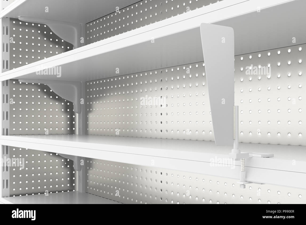 Download Empty Supermarket Shelves With Blank Label Isolated On White Background 3d Render Stock Photo Alamy