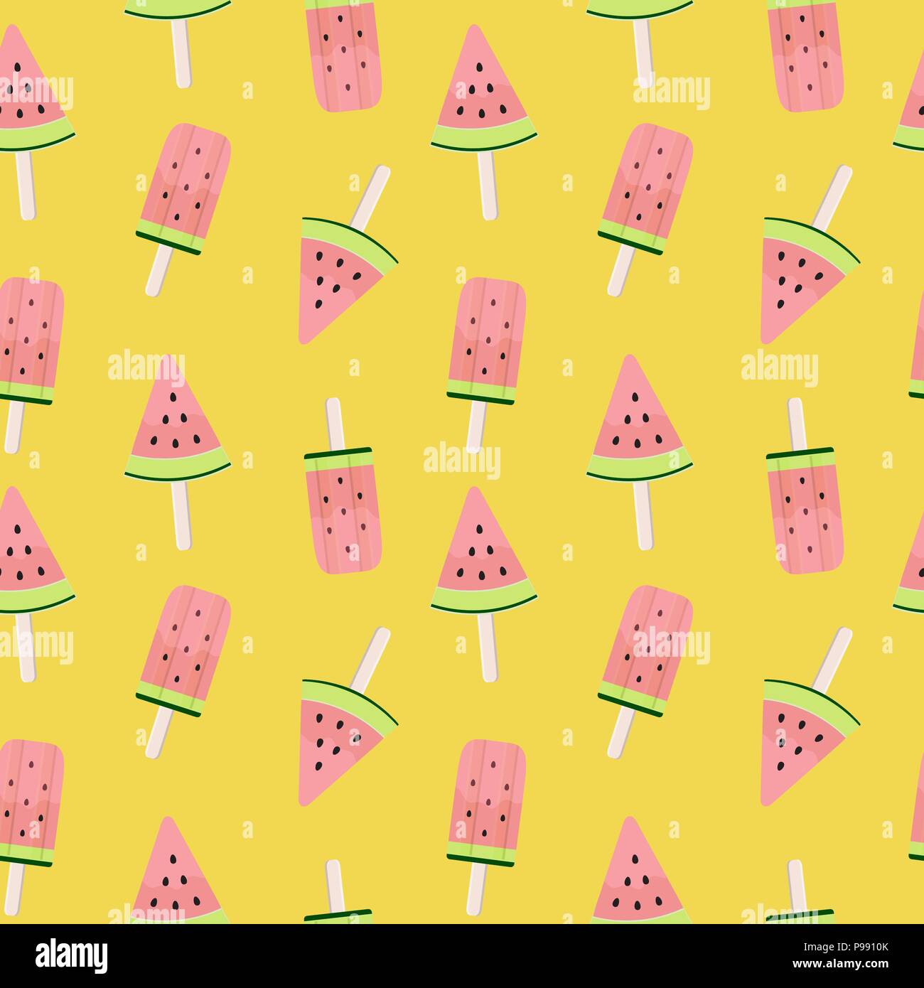 Watermelon Ice Cream Seamless Pattern Background Vector Illustration ...