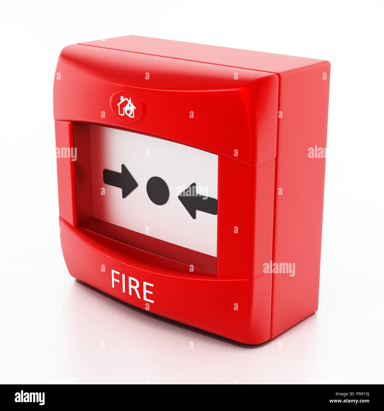 Fire button isolated on white background. 3D illustration. Stock Photo