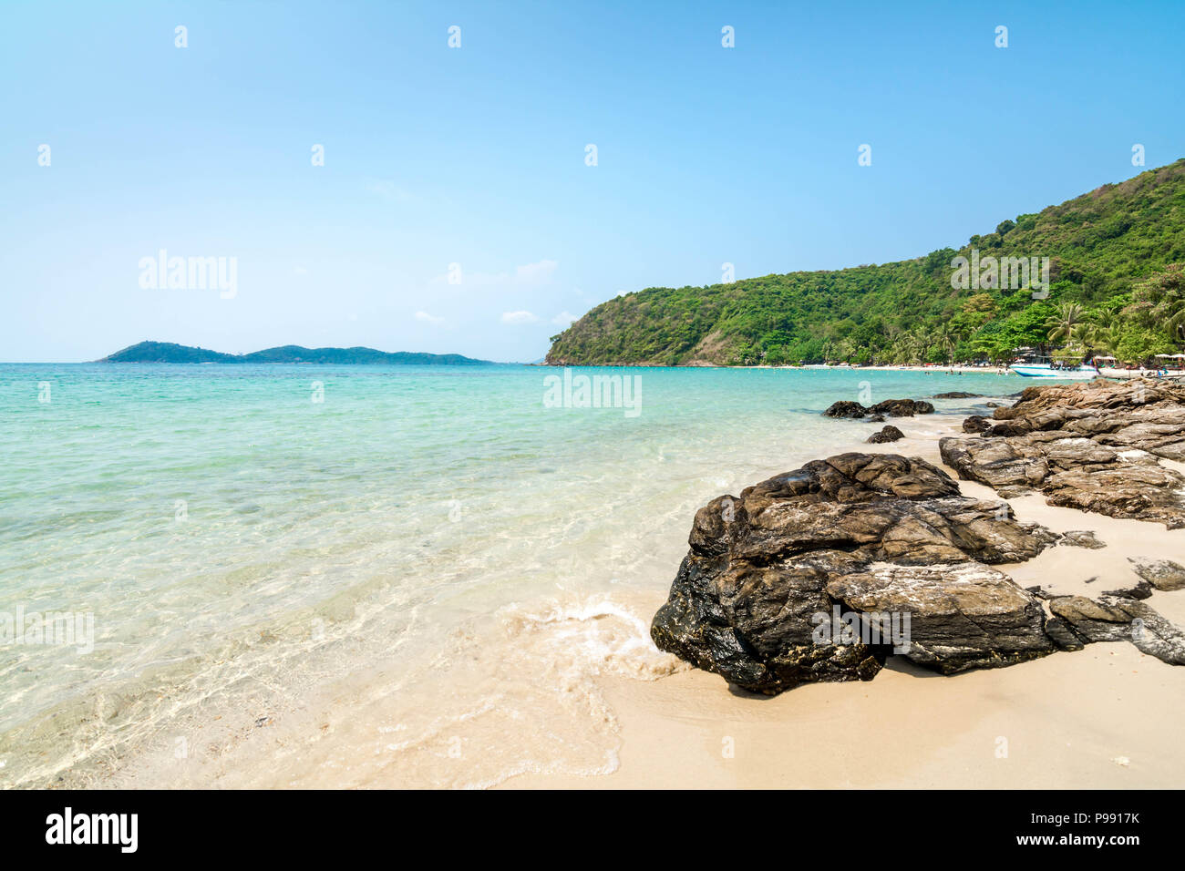 Clear water and beautiful White Sand Beach on Samet Island, Rayong, Thailand. Stock Photo