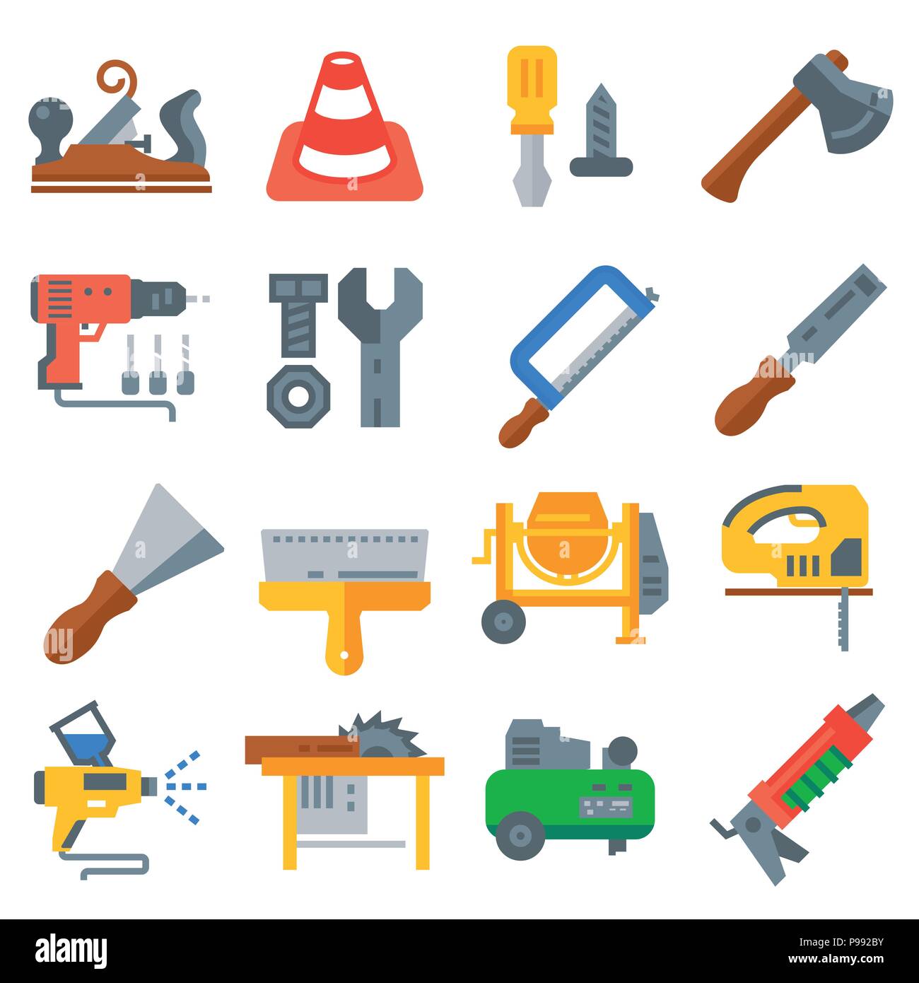 Construction tools icons collection - vector color illustration Stock ...