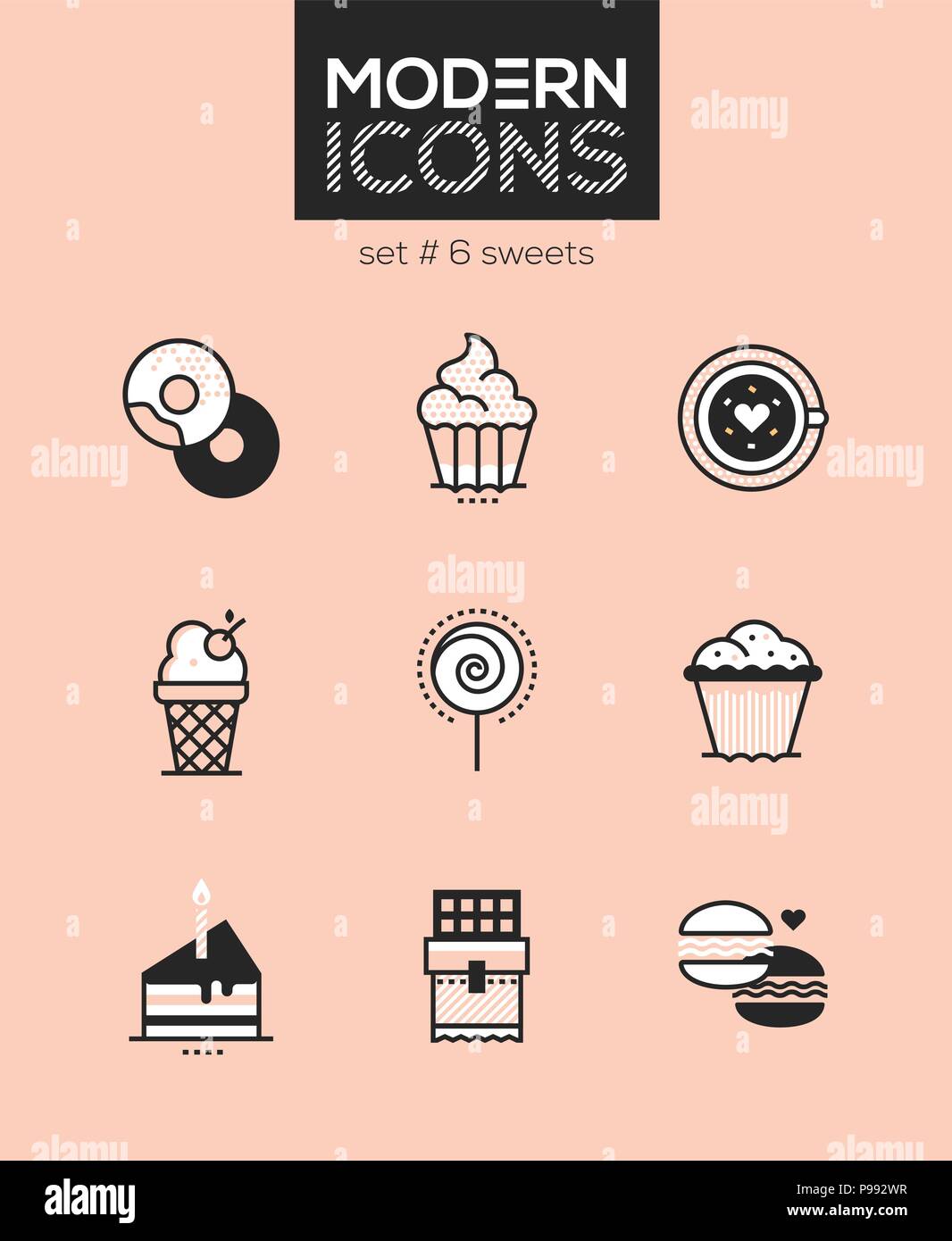 Sweets - set of line design style icons Stock Vector Image & Art - Alamy