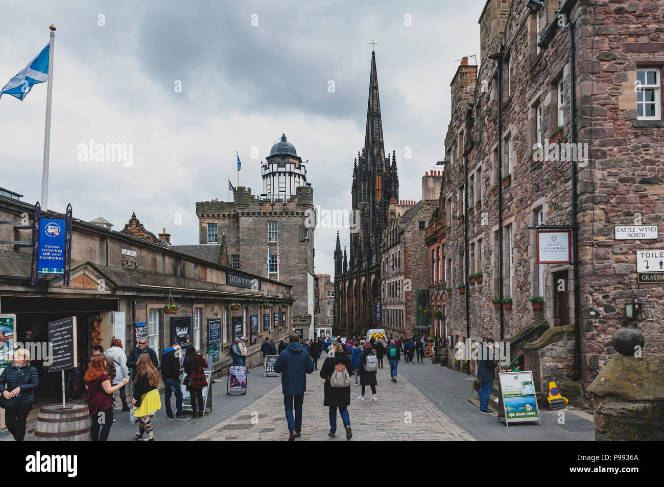 Royal Mile, touristic street of Old Town Edinburgh City in Scotland