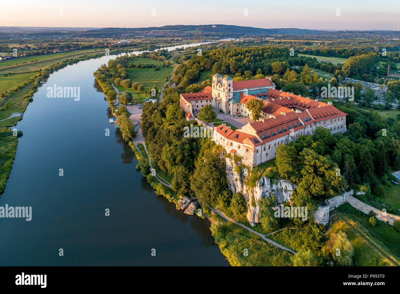 Tyniec near Krakow, Poland. Benedictine abbey, monastery and church on