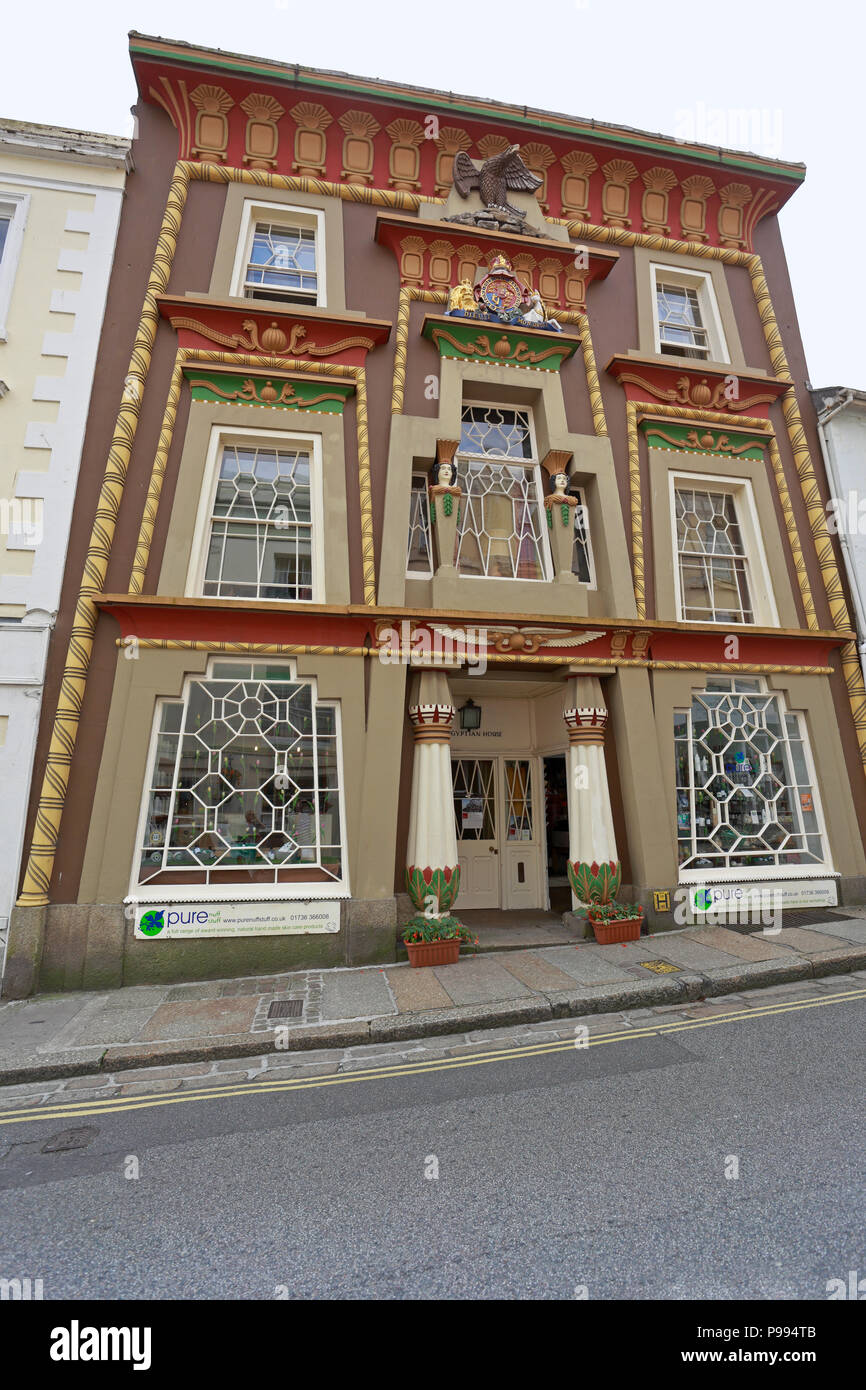 Egyptian House, a grade I listed building c1830, Chapel Street, Penzance, Cornwall, England, UK. Stock Photo