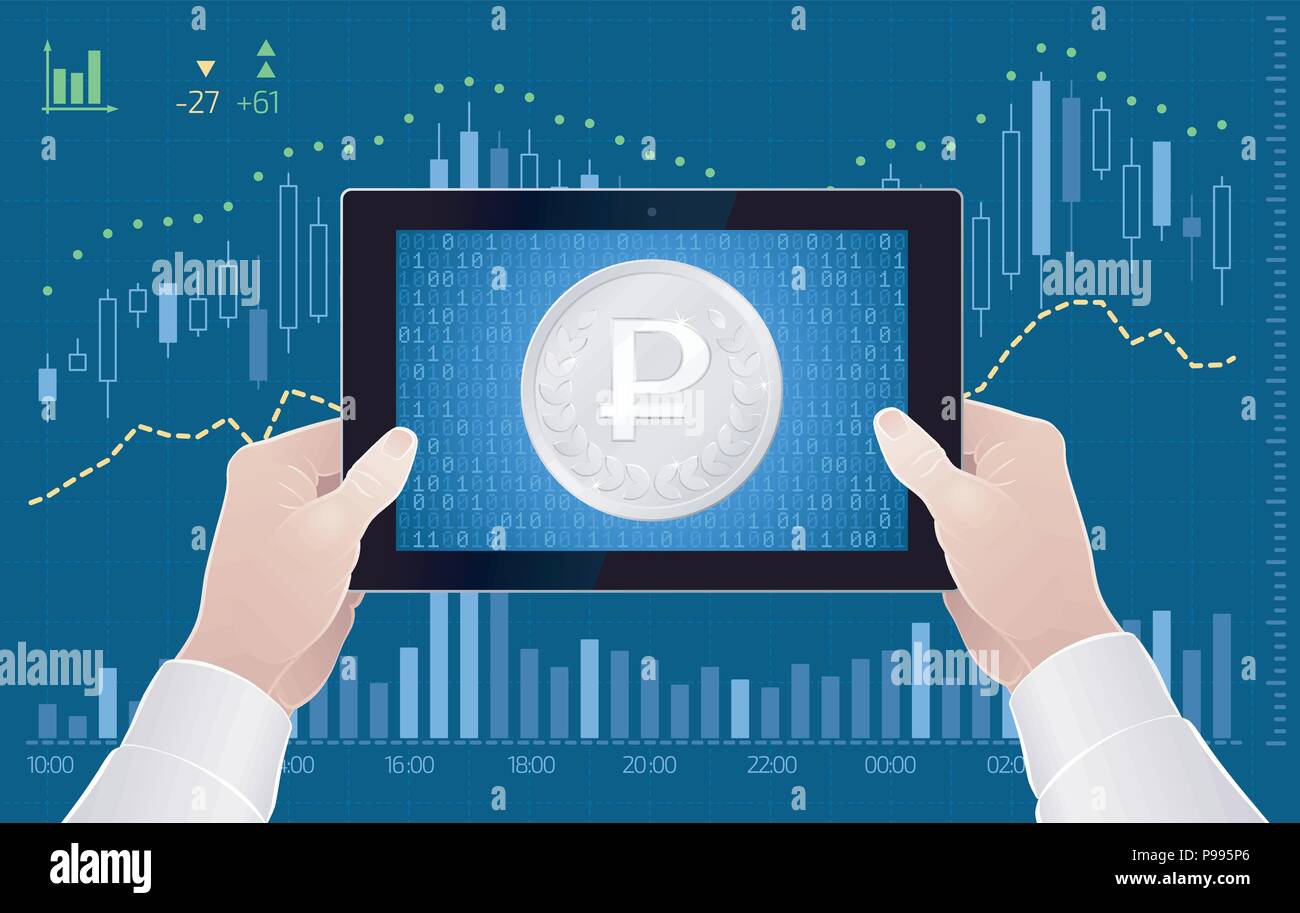 Forex Trading Via Mobile App Ruble Currency Stock Vector Art - 