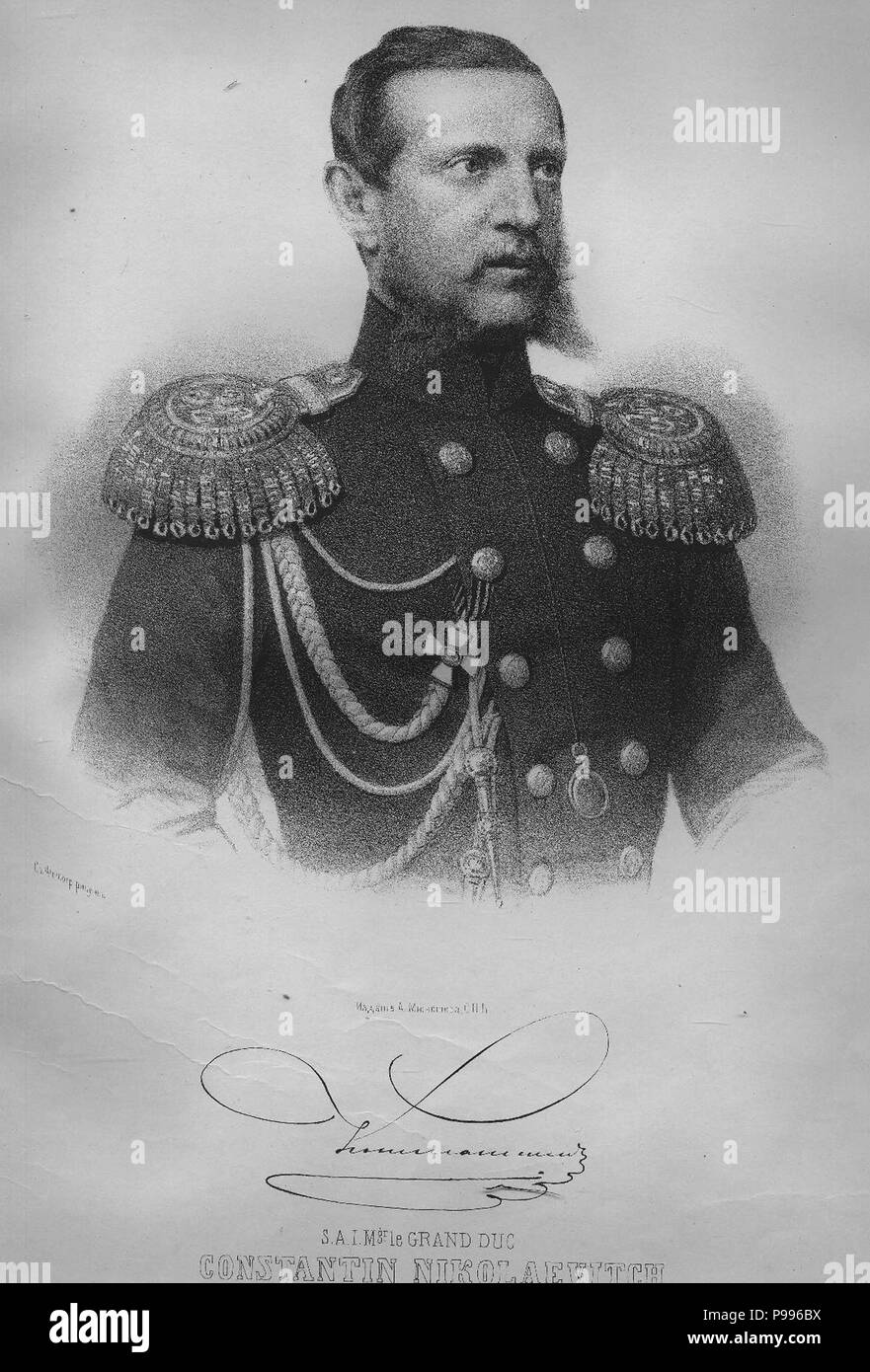 Portrait of Grand Duke Konstantin Nikolaevich of Russia (1827-1892), viceroy of Poland, admiral of the Russian fleet. Museum: Russian State Library, Moscow. Stock Photo