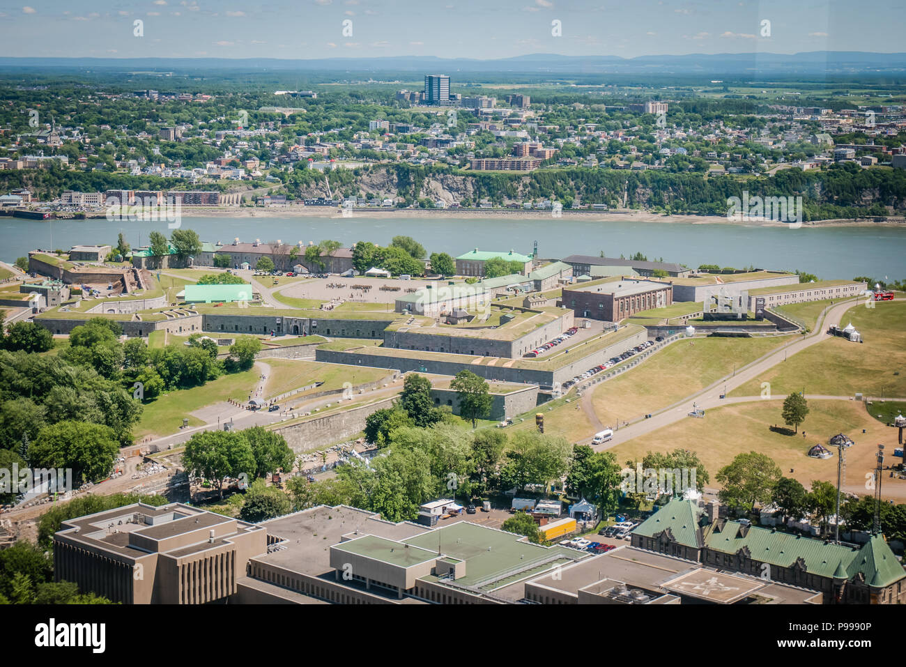 bird eye view of the quebec city canada during the day in the summer Stock Photo