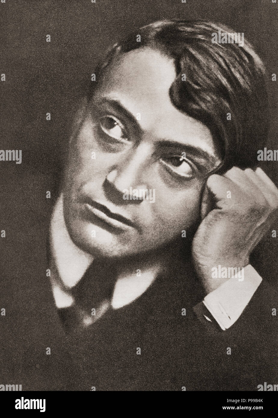 Endre Ady, 1877 –1919.  Hungarian poet and journalist.  After a contemporary print. Stock Photo