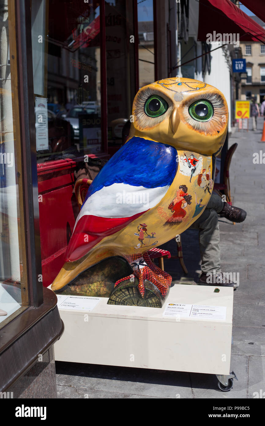 Minerva's Owls of Bath Sculptures Stock Photo