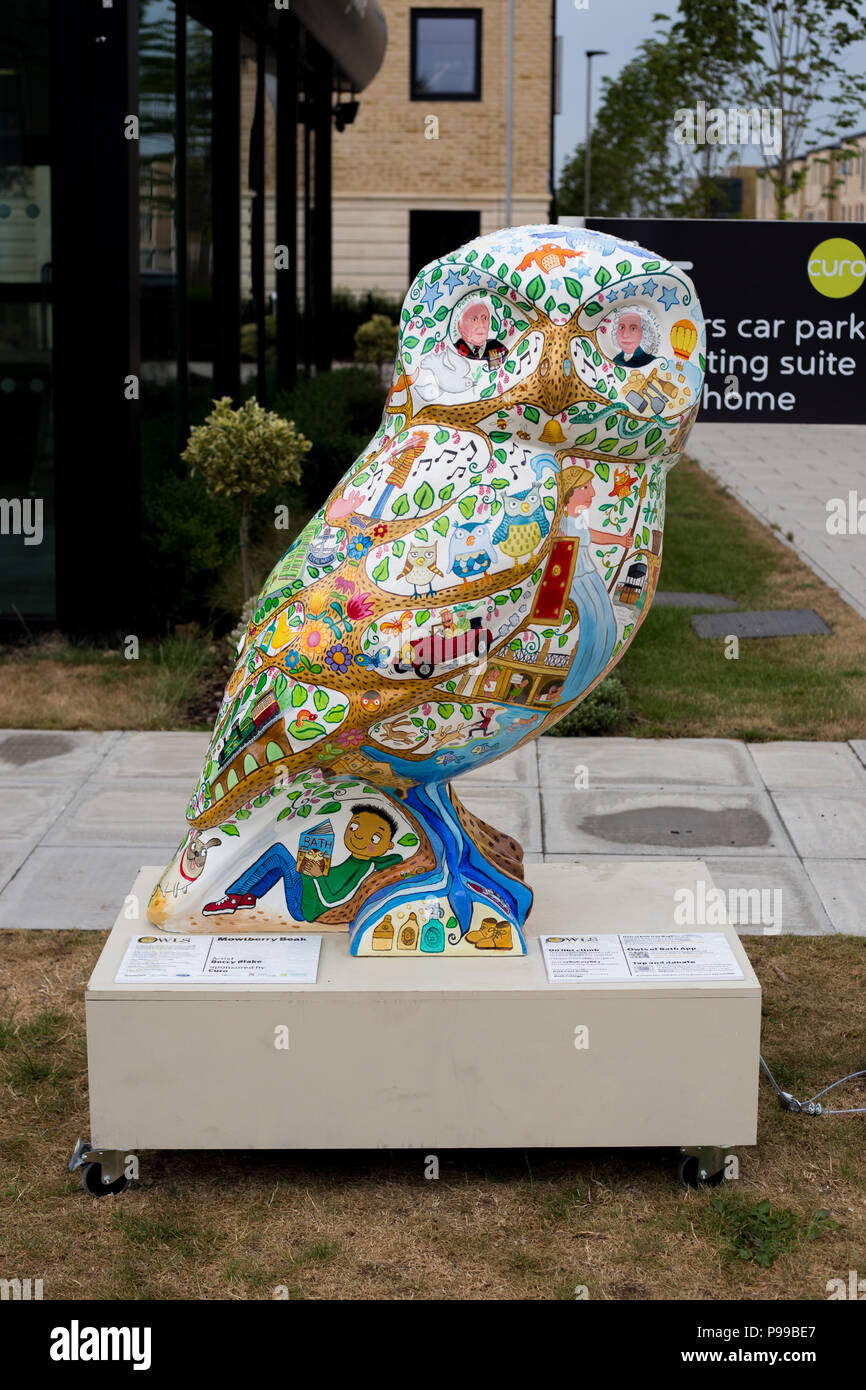 Minerva's Owls of Bath Sculptures Stock Photo