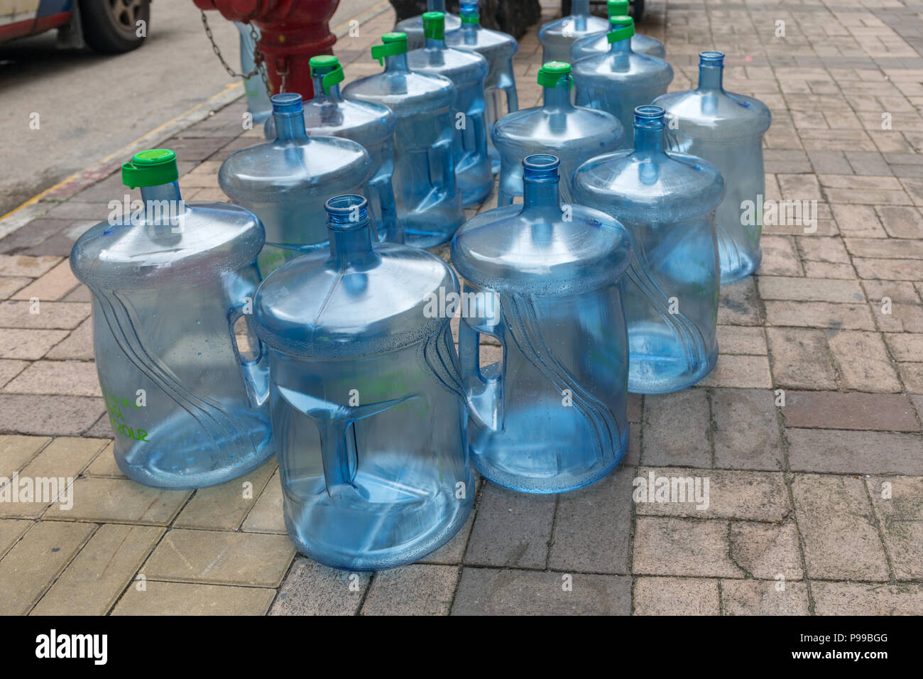 Empty Water Bottles For Exchange at Street Stock Photo