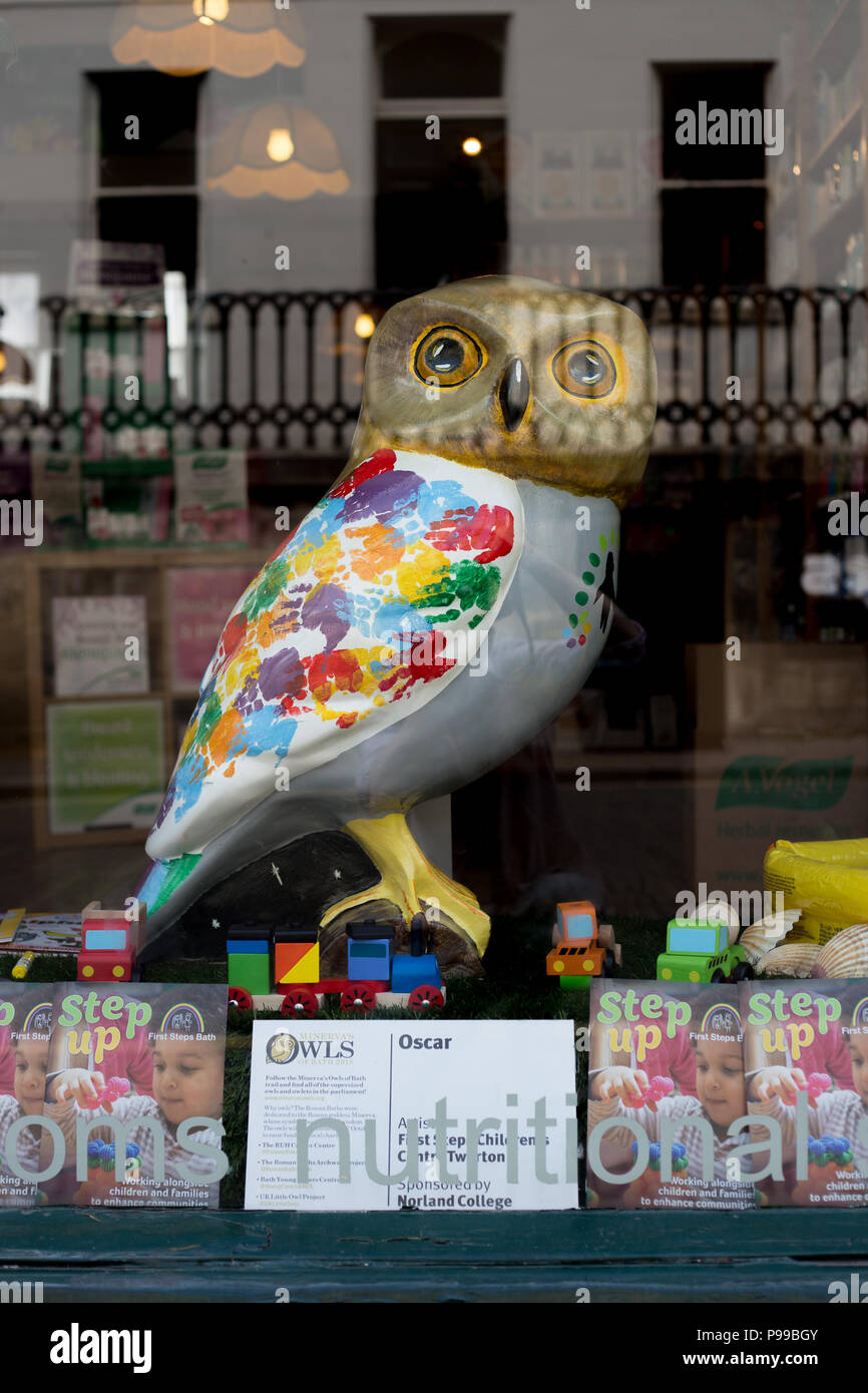 Minerva's Owls of Bath Sculptures Stock Photo