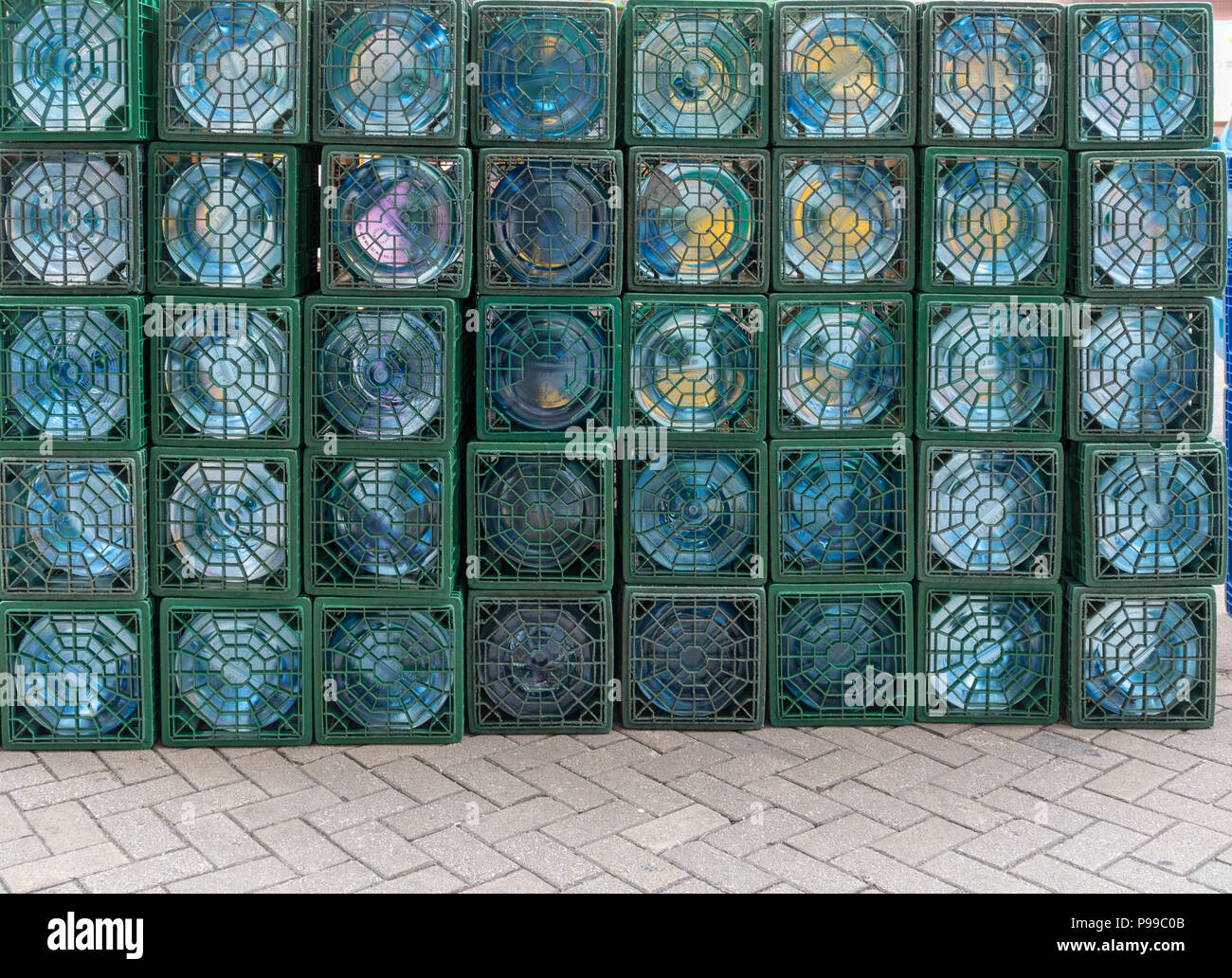 Big Piles of Filtered Bottled Water Delivery Stock Photo