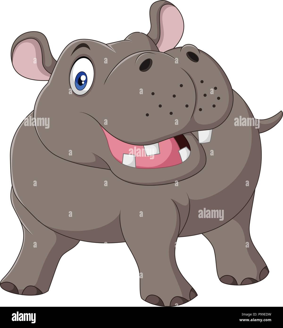 Cartoon funny hippo isolated on white background Stock Vector Image & Art -  Alamy