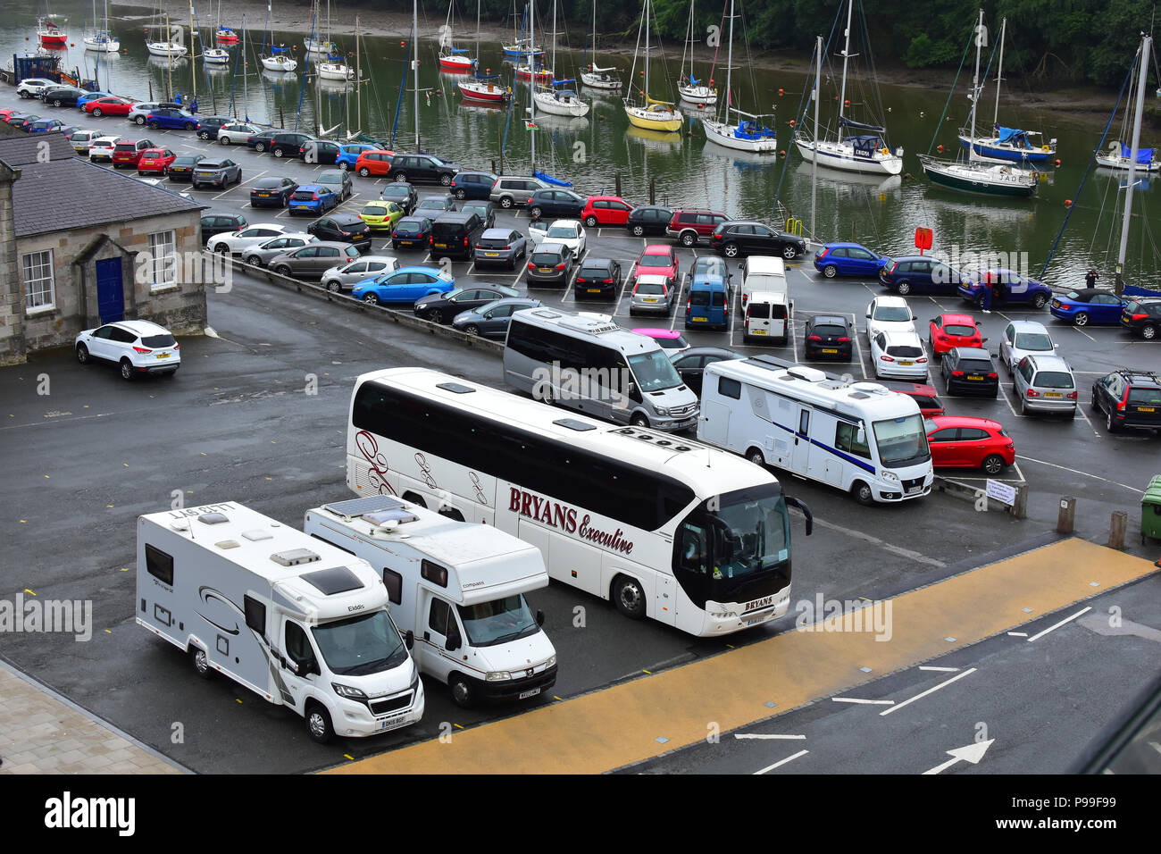 Caernarfon Harbour car park, North Wales UK Stock Photo Alamy