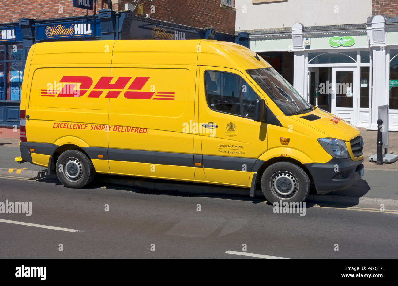 DHL delivery van parked in Whitby North Yorkshire England UK United Kingdom GB Great Britain Stock Photo