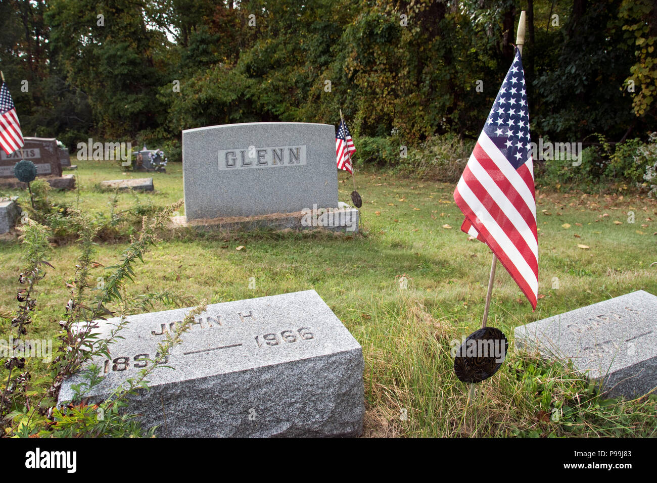 The graves of astronaut John Glenn’s parents at New Concord cemetery