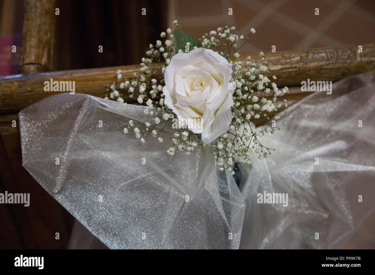 Wedding Day Decorations On Church Door White Ribbon With Single